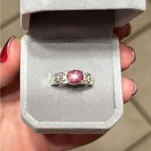 Elegant 2.55CT Natural Star Ruby Sapphire Ring in 925 Sterling Silver Sz 7.75